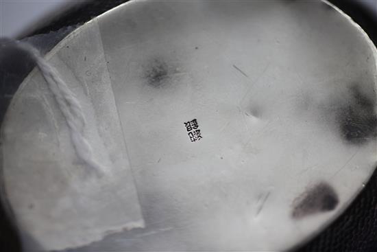 An early 20th century Japanese silver soap box and a clothes brush, box 4.25in.